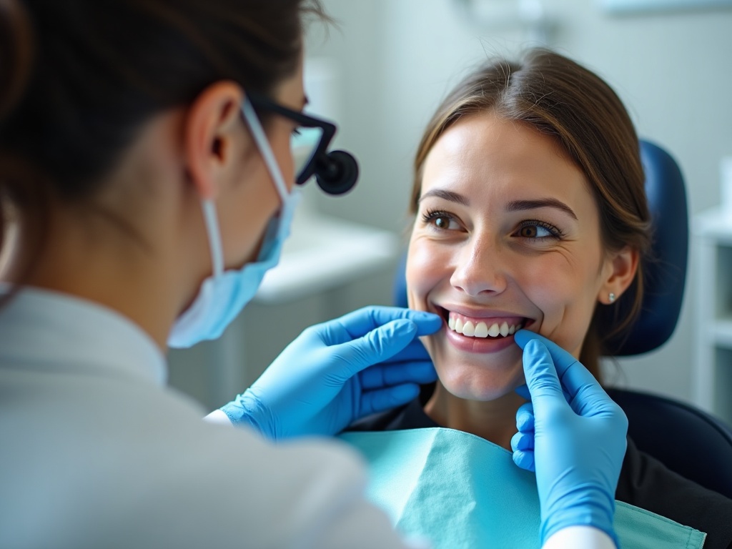 Ribble Dental dentist gently examining a relaxed, smiling patient in the treatment chair